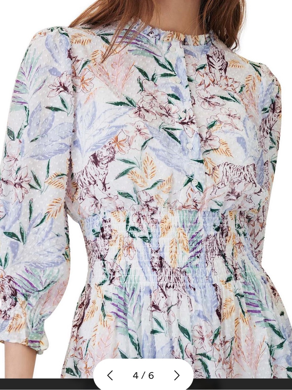 Maje Rythonela Smocked Printed Dress - Picture 4 of 10
